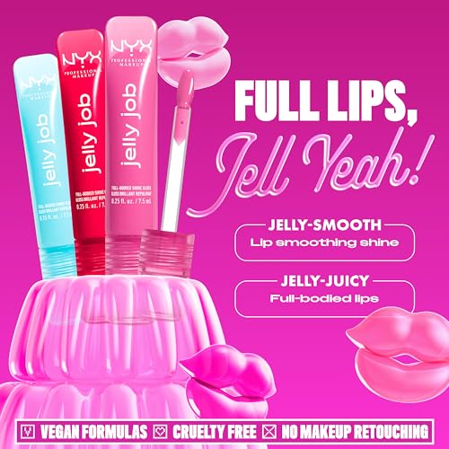 NYX PROFESSIONAL MAKEUP Jelly Job Lip Gloss, Lip Tint Gloss with Full-Bodied, Smoothing, and Hyper-Glossy Shine - Jelly Ic...