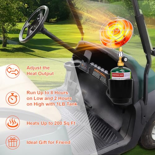 Propane Golf Cart Heater, Outdoor Propane Heater, Golf Cart Accessories, Portable Heaters for Golf Carts with Cup Holder F...