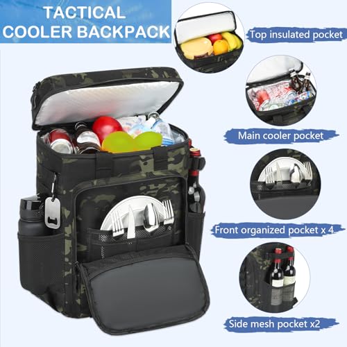 BISKLNDN Cooler Backpack - 42 Cans Tactical Backpack Coolers Insulated Leak Proof for Men & Women, Soft Insulated Backpack...