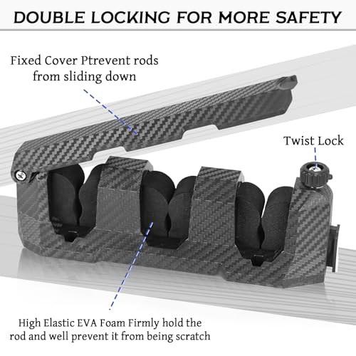 Ruppence 4-Pack Fishing Rod Holder for Garage, Wall Mounted Fishing Pole Holders with EVA Foam, Vertical Fishing Rod Rack ...
