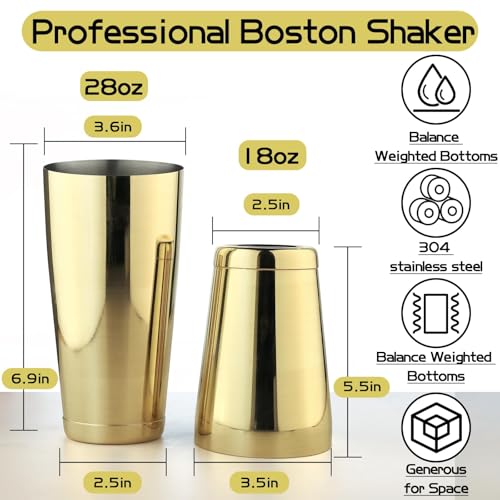 Stainless Steel Cocktail Shaker - 2 Piece 18oz & 28oz Boston Cocktail Shaker Bar Shaker Set Martini Shaker Set Bartender S...