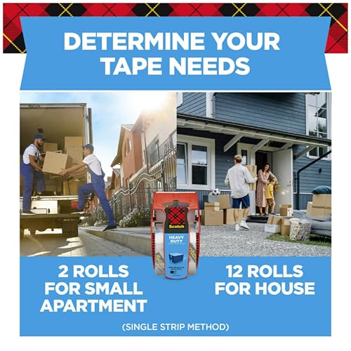 Scotch Heavy Duty Shipping Packing Tape, Clear, Holiday Shipping Supplies, 1.88 in. x 27.7 yd., 1 Tape Roll with Dispenser