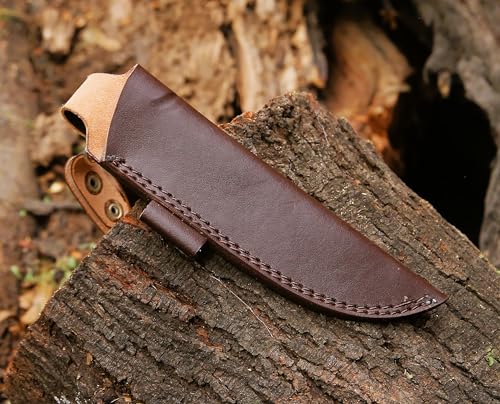 Leather Knife Sheath - Straight Knife Holster Blade Cover, Premium Leather Belt Knife Case for 3.7" Blade Knives - Compact...