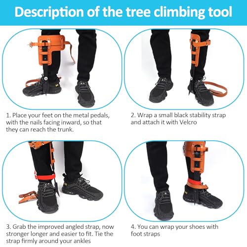 Gdsinstna Tree Climbing Spikes,Tree Climbing Gear,Tree Climbing Kit Suitable for Climbing Trees, Picking Fruits,etc