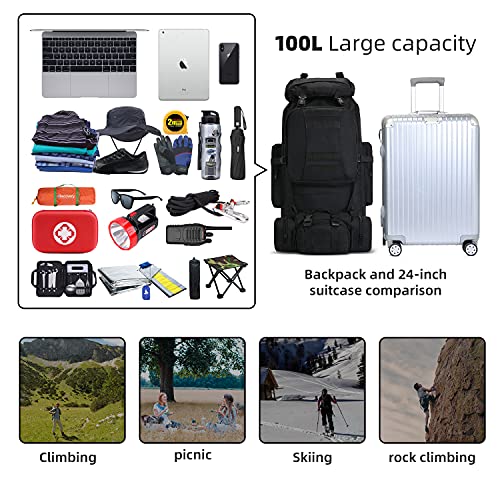 HongXingHai 100L Camping Hiking Backpack,Molle military Tactical rucksack backpack,Waterproof Lightweight Hiking Backpack...