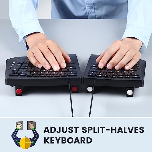 Perixx PERIBOARD-524B US, [Firmware Updated] Wired Ergonomic Split Keyboard - Up to 2 Ft Seperation - Adjustable Tilt Angl...