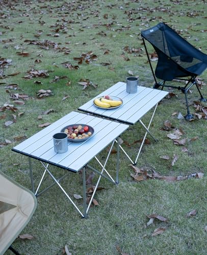 iClimb 1 Ultralight Folding Table and 1 Two-Heights Light Compact Anti-Sinking Chair Bundle, Ultralight Compact for Adults...