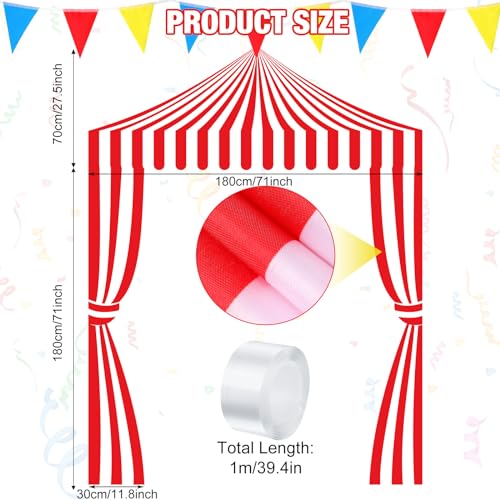 Ziliny 3 Pcs Carnival Party Decorations Circus Tent Awning Halloween Red White Banner Concession Stand(Striped Style)