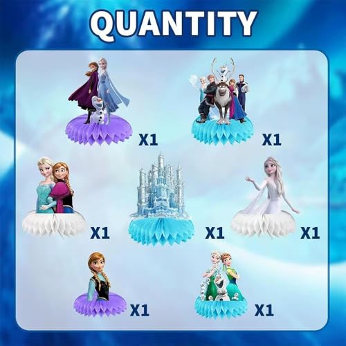 For Frozen Birthday Party Supplies, 7Pcs Honeycomb Centerpieces for FrozenParty Decorations, Double Sided Table Decoration...
