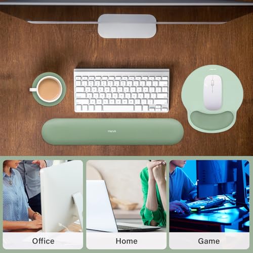 MOSISO Wrist Rest Support for Mouse Pad&Keyboard Set, Circle Curved Ergonomic Mousepad&Coaster Non-Slip Base Home/Office P...