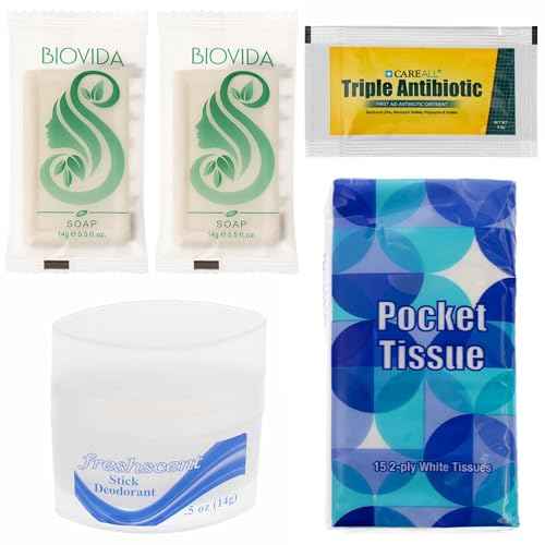 Moda West 24 Kits - Bulk Case of Wholesale Deluxe 15 Piece Toiletry Kit for Men, Women, Travel, Charity