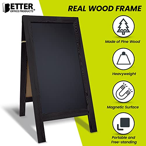 Better Office Products Magnetic A-Frame Chalkboard Sign, Extra Large 20" x 40", Standing Chalkboard Easel, with Chalk Mark...