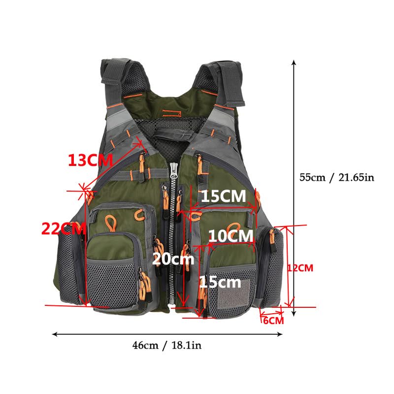 JKSPORTS Fly Fishing Vest - Fishing Safety Life Jacket for Swimming, Sailing, Boating, Kayak - Floating Multifunction Brea...