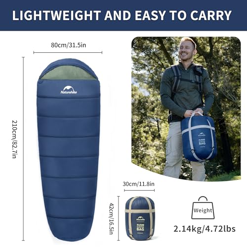 Naturehike Sleeping Bags for Adults, 10℉ 30℉ Mummy Backpacking Sleeping Bag, 0 Degree Lightweight Sleeping Bag Warm for Ca...