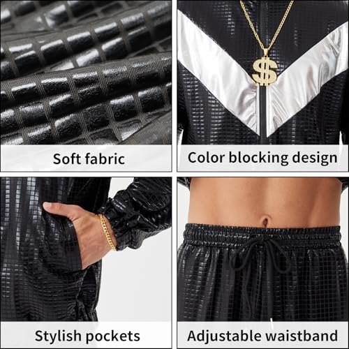 Ezuwail Disco Costume for Men Women – 70s 80s 90s Outfits Retro Party Tracksuit, Couples Disco Costumes Halloween Outfit