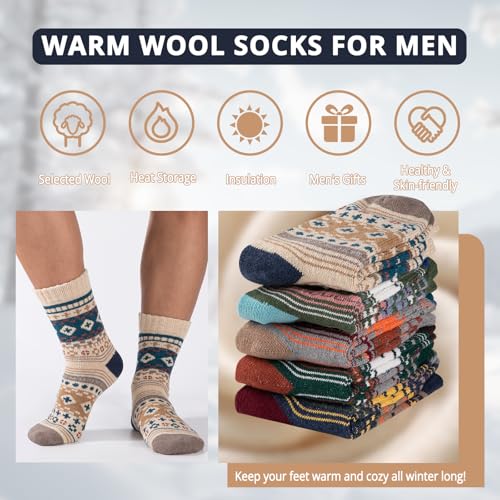 1 Pairs Plush Socks for Men Warm Thick Winter Hiking Cozy Knit Thermal Crew Socks