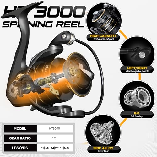 PLUSINNO Fishing Rod and Reel Combo,Fishing Pole,Telescopic Fishing Rod Kit with Spinning Reel, Telescopic Fishing Pole wi...