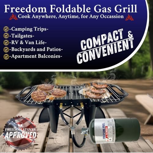 Fold-N-Go Portable Gas Grill & Griddle Combo, 9,200 BTU, Lightweight with Carrying Case
