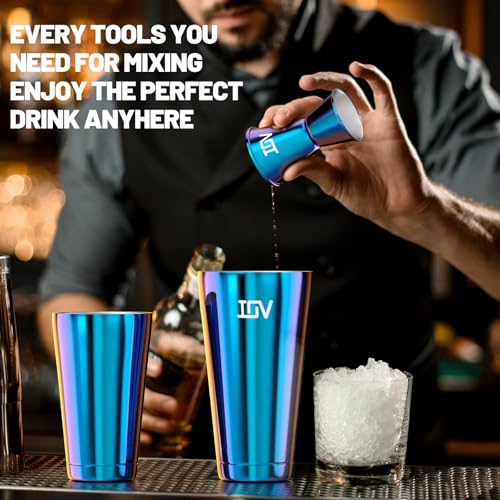 IOV Boston Cocktail Shaker Bar Set, Bartender Kit Drink Mixer Set with 18 oz & 28 oz Boston Shakers, Hawthorne Strainer, D...