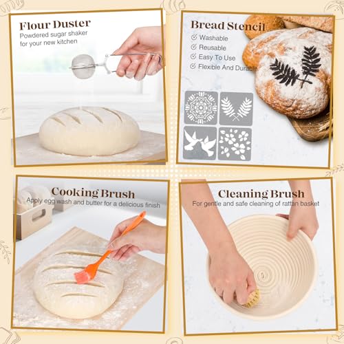 Sourdough Bread Baking Supplies, Sourdough Starter Kit, Bread Proofing Basket, Bread Making Tools Kit, Sour Dough Kit Tool...
