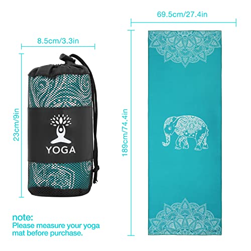 MoKo Hot Yoga Towel, Non-Slip Yoga Mat Towel with Grip Dots, 74.4"×27.3" Yoga Mat Cover for Pilates, Fitness, Meditation, ...