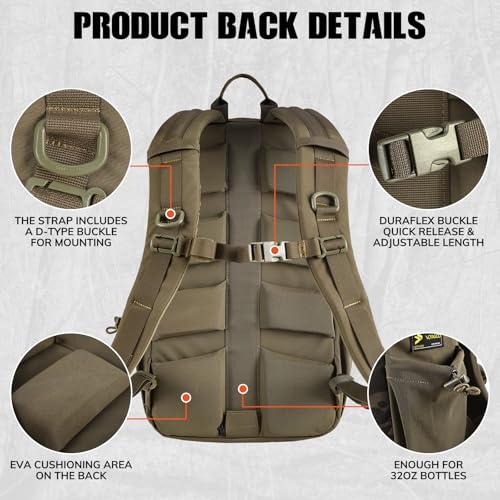 VOTAGOO GEAR Tactical Backpack with Carbon Frame,15L Daypack 500D Durable Water-Resistant Pack W/ 16" Laptop Sleeve Multip...