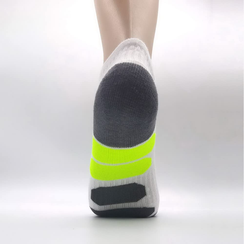 BERING Men's Performance Athletic Ankle Running Socks, White, Size 9-12, 6 Pairs