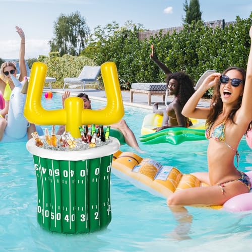 Zhanmai 3 Pcs Large Football Inflatable Cooler Football Drink Cooler Inflatable Serving Bar Food Container Inflatable Drin...