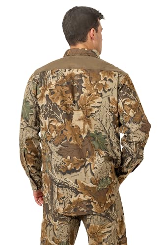 Realtree Men’s Long Sleeve Button Down Camp Shirt – Midweight, Cotton, Breathable Outdoor Shirt for Hunting and Fishing