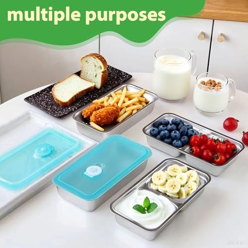 Thrseely 6PCS Grab and Go Snack Containers Reusable, Stainless Steel Double Compartment Snack Containers, Dishwasher- Reus...