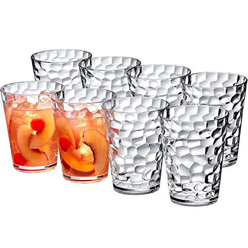 Amazing Abby - Iceberg - 16-Ounce Plastic Tumblers (Set of 8), All-Clear Reusable Plastic Cups, Stackable, BPA-Free, Shatt...