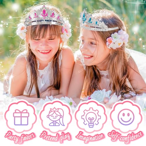 NINAOR Princess Crown Party Favors, 16Pcs Princess Dress Up Tiaras for Birthday Girl Cosplay Accessories, Princess Pretend...