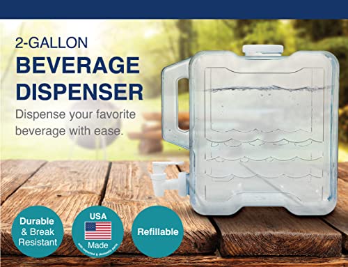 Arrow Home Products 2 Gallon Drink Dispenser for Fridge - Plastic Beverage Dispenser with Spigot for Easy Dispensing - BPA...