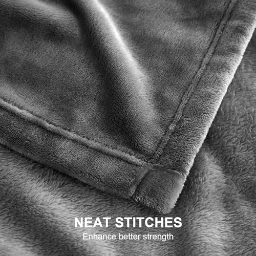 Hansleep Fleece Blanket Twin Size Grey, Soft Cozy Twin Blanket, Fuzzy Flannel Blanket for Bed, Sofa, Couch, Travel, Campin...