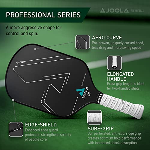 Joola Vision Pickleball Paddle with Textured Carbon Grip Surface Technology for Maximum Spin and Control with Added Power - Polypropylene Honeycomb Core Pickleball Racket 16mm