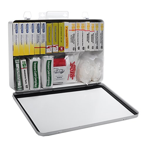 MFASCO Swimming Pool First Aid Kit - Waterproof Metal Box with Bloodborne Clean Up Supplies - Meets Michigan Pool Guidelin...
