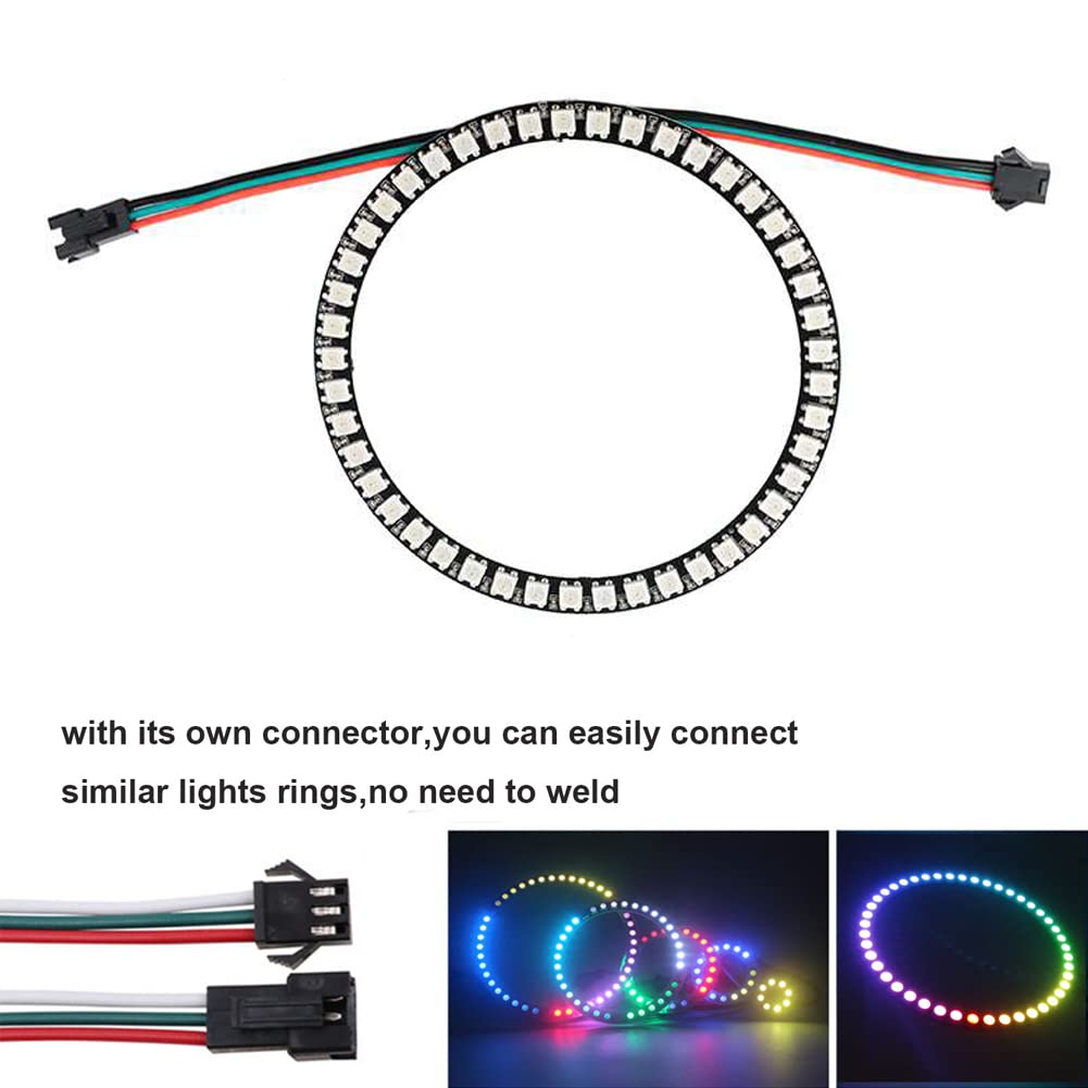 Sparkleiot 45 Bits Ws2812 Rgb Led Ring With Sm2.54-3P Wire, Dc5V Ws2812B 5050 Full Color Led With Build-In Driver Light Individu