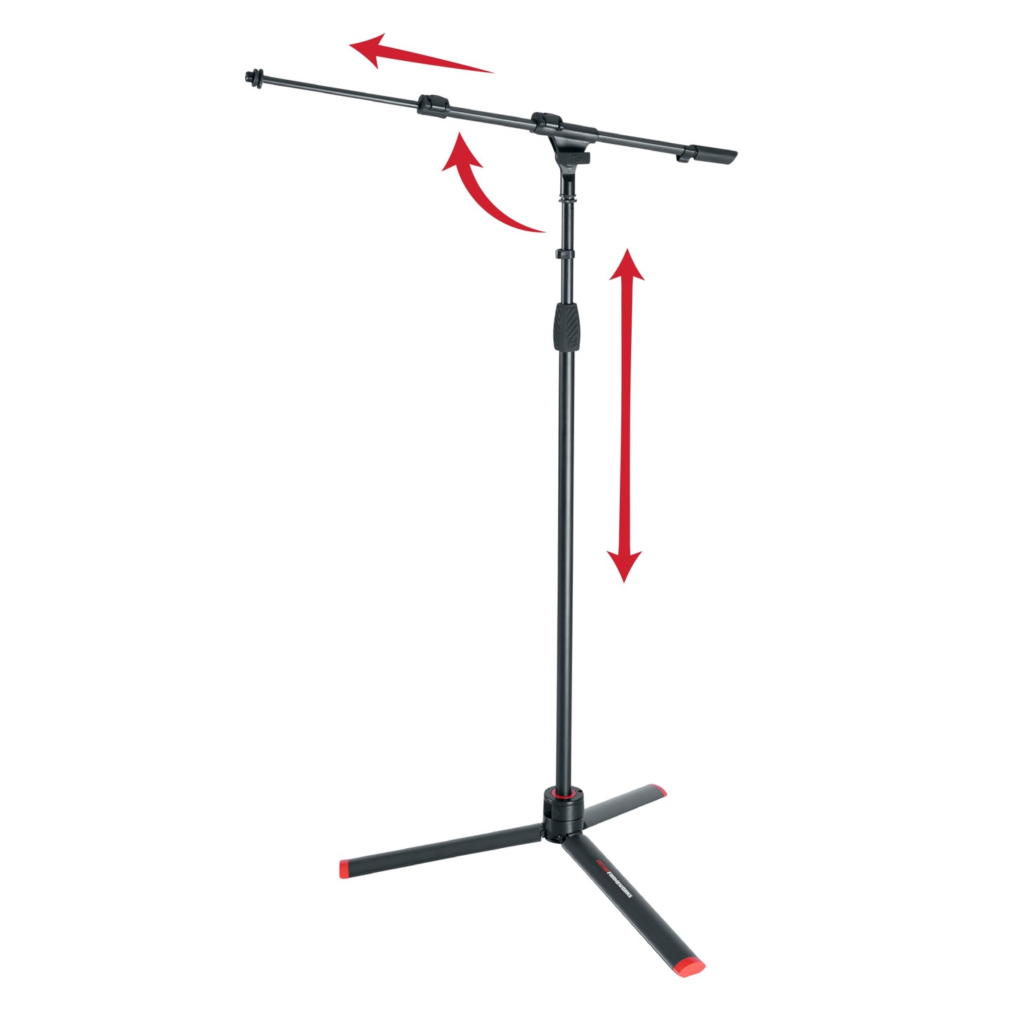 Gator Frameworks Id Series Tripod Mic Stand With 26 Dual Section Adjustable Boom Arm, Fully Collapsable Into Compact Cylinder Sh