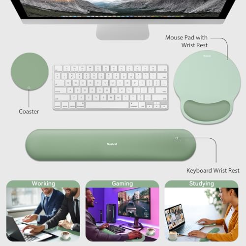 Sushret Mouse Pad and Keyboard Wrist Rest, 3-in-1 Gel Memory Foam Ergonomic Mouse Pad with Wrist Rest Set,Gaming Mousepad ...