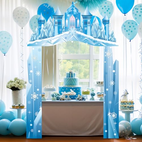 Tiamon Winter Wonderland Door Decorations Snow Castle Porch Banners Archway Ice Snowflake Hanging Door Banner Backdrop for...