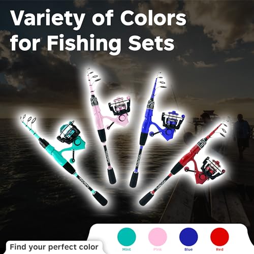 DaddyGoFish Spinning Fishing Rod and Reel Combo Set with Tackle Box | Kids Fishing Pole | Carbon Fiber Telescopic Fishing ...