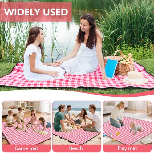 OBTANIM Extra Large Picnic Blanket 80 x 80 Inch Waterproof Foldable Beach Blankets Outdoor Picnic Mat for Camping Grass La...