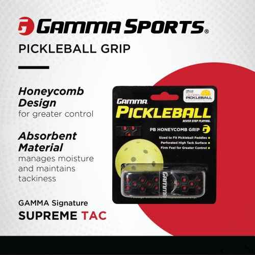 Gamma Honeycomb Cushion Grip for Pickleball Paddles, Moisture-Wicking Pickleball Replacement Grip, Premium Pickleball Equipment for Practice and Games