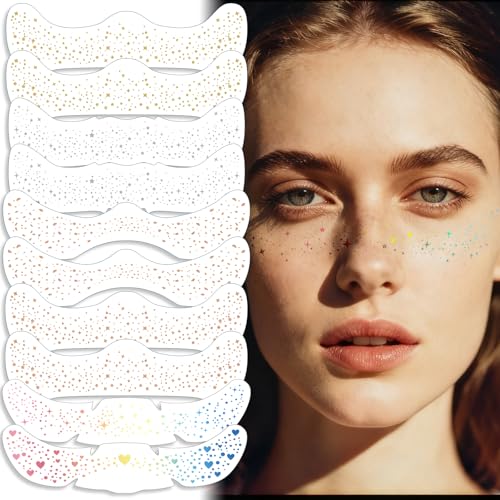 Face Glitter Freckles Tattoo - 10pcs, Sparkle Temporary Makeup Patches for Festivals & Halloween Party, Concert, Cosmetic ...