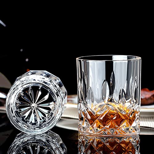 Claplante Drinking Glasses, 12 Piece Crystal Glass Cups, Mixed Glassware Set, 6 pcs Crystal Old Fashioned 11oz Highballs a...