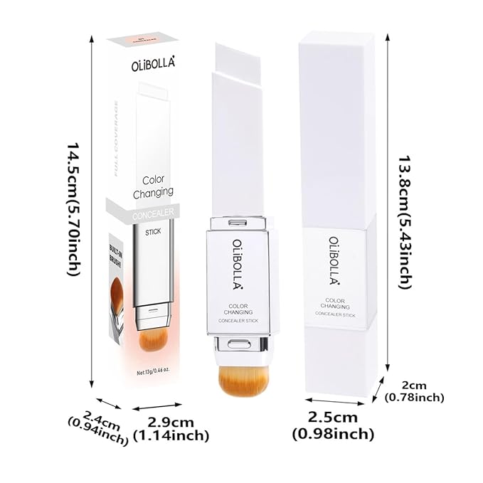 2 in 1 Color-Changing Foundation Stick, Weightless, Skin fit, Satin Glow Finish, Coverage Finish Base Makeup - Dual-Ended with Brush (01#True Beige)