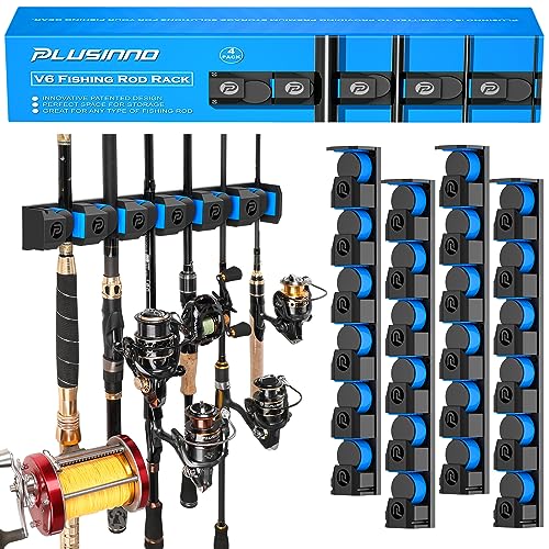 PLUSINNO Fishing Gifts for Men - V6 Vertical Fishing Rod/Pole Holders, Support Extra Large & Heavy Fishing Rod Combos, Fis...