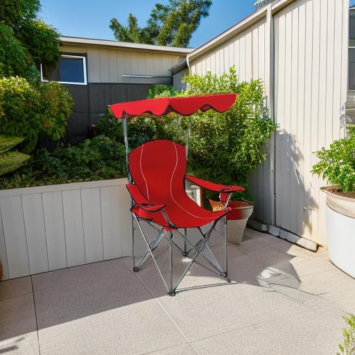 ALPHA CAMP Heavy Duty Canopy Lounge Chair Sunshade Hiking Travel Chair with Cup Holder