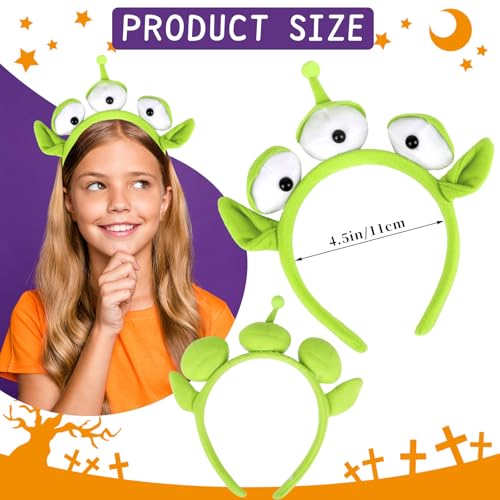 CCINEE 2Pack Alien Plush Headband，Green Alien Three-eyed Headband Plush Headwear Hat Accessories for Halloween Party Supply