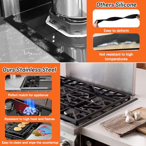 Stainless Steel Stove Gap Covers (2PCS),Stove Gap Filler,Range Trim Kit,Stove Gap Guard for Kitchen Oven Between Stovetop ...